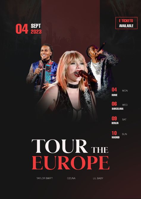 Music Tour Poster Design Music Tour Poster, Tour Poster Design, Live Music Poster, Events Flyer, Stitch App, Groups Poster, Music Poster Design, Tour Poster, Solo Music