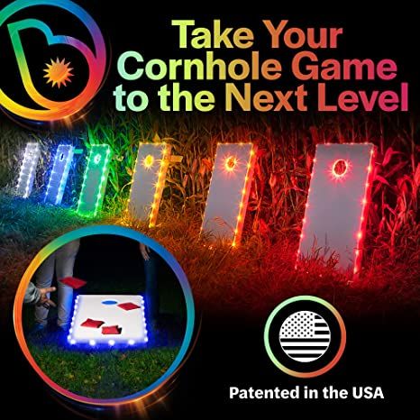 Take your corn hole game to the campsite and play at night with these lights added to your boards. Camping Games For Adults, Cornhole Lights, Cornhole Tournament, Bean Bag Games, Custom Cornhole Boards, Bean Bag Toss Game, Bag Toss Game, Cornhole Board, Bean Bag Toss