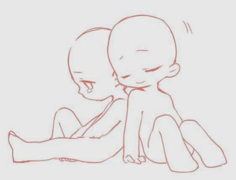 Chibi Bases Couple, 2 People Sleeping Drawing, Sleeping Together Pose Reference, Body Base Sleeping, Sleeping Chibi Reference, Sleeping Chibi Base, Chibi Sleeping Pose Reference, Chibi Base Pose Cute Couple, Cute Couple Art Base Chibi