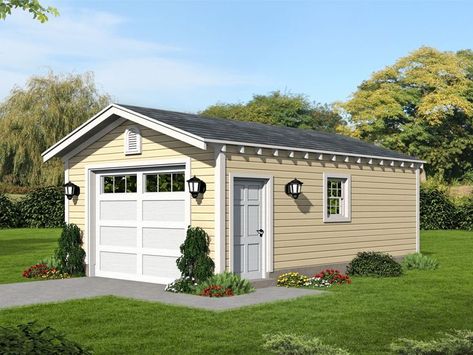 062G-0136: One-Car Garage Plan Offers Extra Parking; 17x20 Single Car Garage, Floorplan House, Garage Plans With Loft, Garage Plans Detached, Gazebo On Deck, Craftsman Details, Building A Garage, Crown Moldings, Small Garage