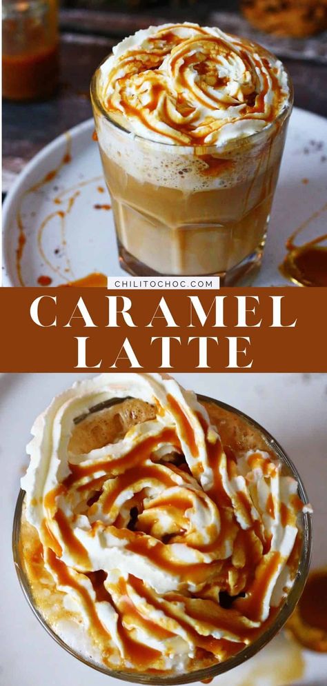 Simple Coffee Drinks At Home, Coffee Making Ideas, Hot Caramel Coffee Recipe, Warm Coffee Recipes, Carmel Coffee Recipes, Hot Coffee Recipes At Home, Fancy Coffee At Home, Hot Coffee Recipes, Frothed Milk Recipes