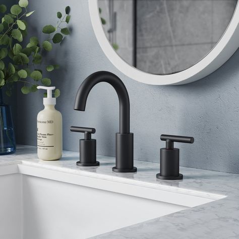 Black Vanity Faucet, Black Fixtures Bathroom, Black Plumbing Fixtures, Secondary Bathroom, Black Bathroom Fixtures, Black Faucet Bathroom, Bnb Ideas, Industrial Kitchen Lighting, Tennessee House