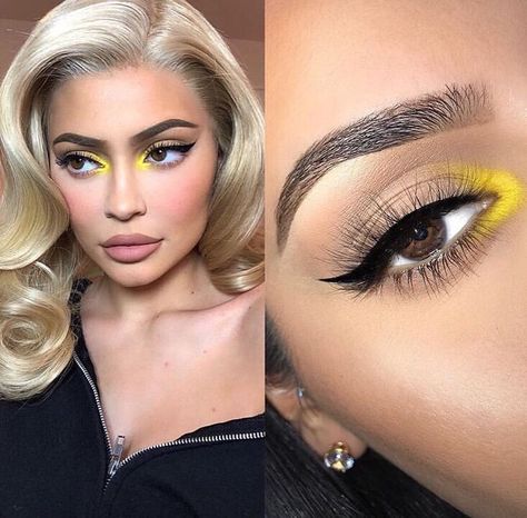 Maquillage On Fleek, Yellow Makeup, Jenner Makeup, Yellow Eyeshadow, Neon Makeup, Beauty Make-up, Makeup Eye Looks, Makati, Perfect Makeup