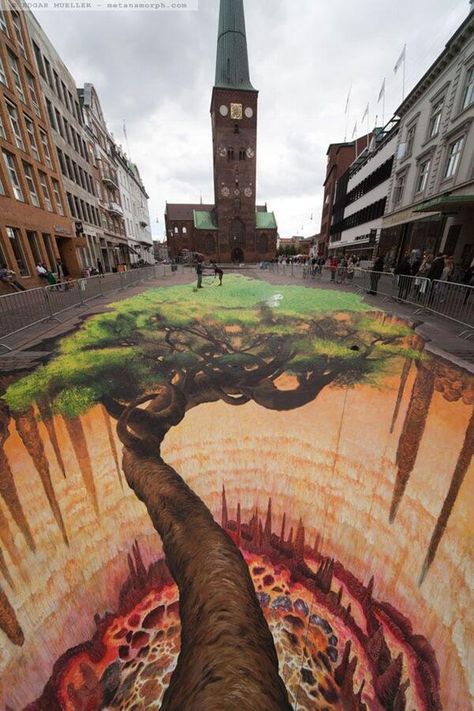 Edgar Mueller, 3d Sidewalk Art, Street Chalk Art, 3d Street Painting, Illusion Kunst, Street Art Illusions, Pavement Art, 3d Chalk Art, Sidewalk Chalk Art