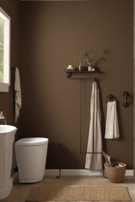 bathroom paint color, paint color guide, wall paint design, interior paint ideas, wall decoration, house painting, home decor ideas, color palette interior design, interior design inspiration, paint color trends, paint color schemes, wall painting techniques, home improvement ideas, room color ideas, paint color consultation. Brown Wall Bathroom, Color For Bathroom Walls, Color For Bathroom, Brown Bathroom Walls, Remodeling Hacks, Bathroom Wall Colors, Paint Guide, Paint For Kitchen Walls, Forest Brown