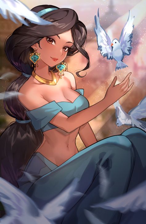 Princess Jasmine Art, Jasmine Aladdin, Disney Character Art, Disney Cute, Disney Pixar Characters, Animation Disney, Disney Princess Jasmine, Disney Princess Artwork, Disney Jasmine