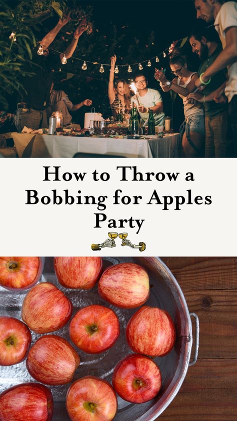 Get creative with this classic fall activity! From setup ideas to unique apple-themed cocktails, here's everything you need to host the perfect bobbing for apples party.

Bobbing for apples party ideas | Fall party games | Hosting a fall party | Apple-themed party ideas | Backyard fall party | Apple-themed cocktails |Fun fall party activities | Party with apple cocktails | Apple cider cocktail | Spiked apple cider recipes | Apple cocktails with syrup | Fall drink ideas | Spiced apple drinks Apple Cider Station, Fall Party Activities, Spiked Apple Cider Recipe, Caramel Apple Bites, Pumpkin Spice Cocktail, Fall Party Games, Spiced Cocktail, Spiked Apple Cider, Spicy Nuts