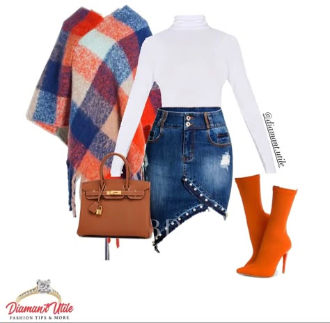 Orange Scarf Outfit Winter, Fall Inspired Outfits For Women, Orange Scarf Outfit, Estilo Khloe Kardashian, Blanket Scarf Outfit, Fall Inspired Outfits, Scarf Outfit Winter, Orange Scarf, Diva Style