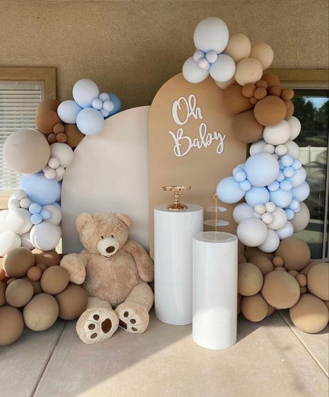 Boy Themes Baby Shower Ideas, 1st Birthday Boy Bear Theme, Baby Shower Boy Bear Theme, Teddy Bear Baby Shower Cake Boys, Bear Themed Baby Shower Ideas Boy, We Can Bearly Wait Baby Shower Theme Boy, Teddy Bear Baby Shower Theme Cake, Baby Shower Bear Theme Boy, Neutral Boy Baby Shower Ideas