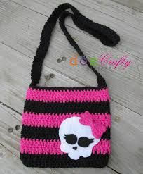 Crochet Monster High, Monster High Crafts, Crochet Bag Purse, Head Crochet, Black Monster, Crochet Skull, Crochet Monsters, Skeleton Head, Crochet Toddler