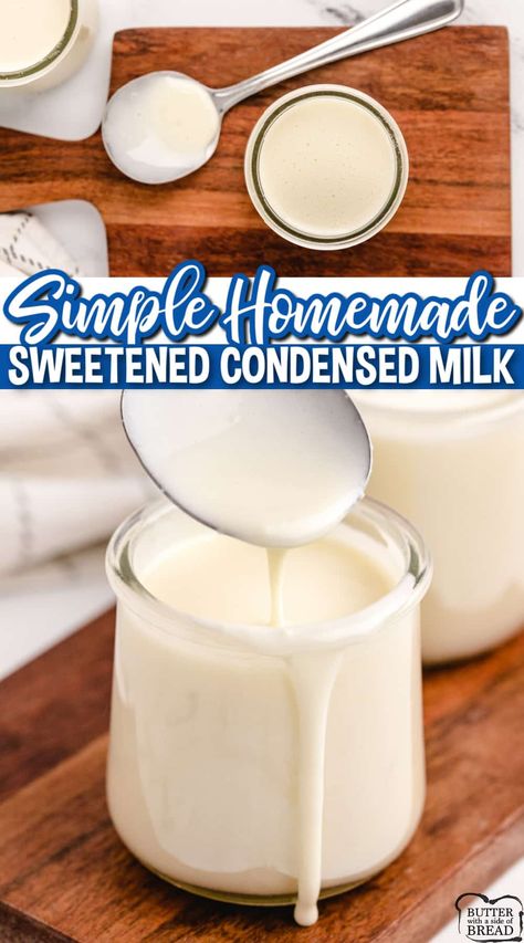 Homemade Sweetened Condensed Milk Recipes Easy, Condensed Milk Uses, Condensed Milk Substitute, Condensed Milk Recipes Easy, Sugar Free Condensed Milk, Homemade Milk Chocolate, Homemade Sweetened Condensed Milk, Homemade Condensed Milk, Sweetened Condensed Milk Recipes