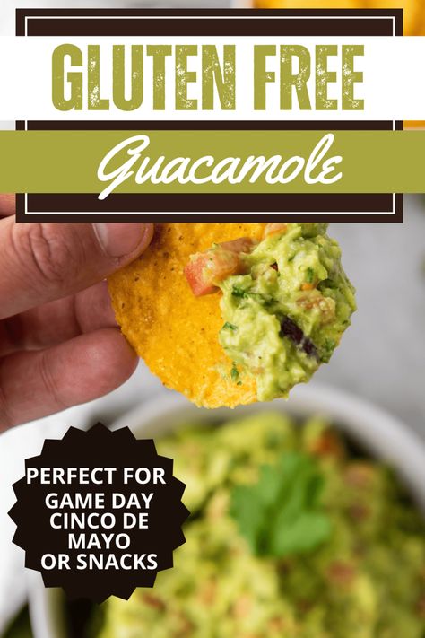 This easy gluten free guacamole recipe has a ton of flavor is a great option for your next party, the perfect snack or side dish and can be made in a few simple steps. Gluten Free Guacamole Recipe, Gluten Free Salsa, Taco Tuesday Recipes, Homemade Guacamole Recipe, Guacamole Recipe Easy, Chunky Guacamole, Gluten Free Travel, Gluten Free Tortillas, Gluten Free Appetizers