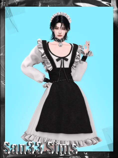 Maid Dress Sims 4 Cc, Sims 4 Maid Outfit Male, Male Outfit Cc Sims 4, Male Maid, Sim4 Mods, Sims 4 Men Clothing, Sims 4 Anime, Pelo Sims, Rin Okumura