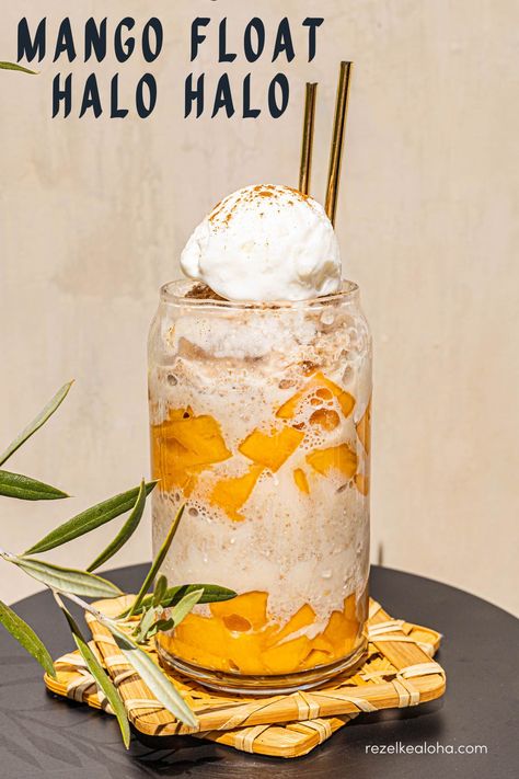 Mangjo Float Halo Halo Halo Halo Recipe Filipino Desserts, Filipino Ice Cream, Mango Graham Float, Halo Halo Recipe, Halo Halo Dessert, Filipino Sweets, Mango Float, Filipino Dessert Recipes, Cold Snacks