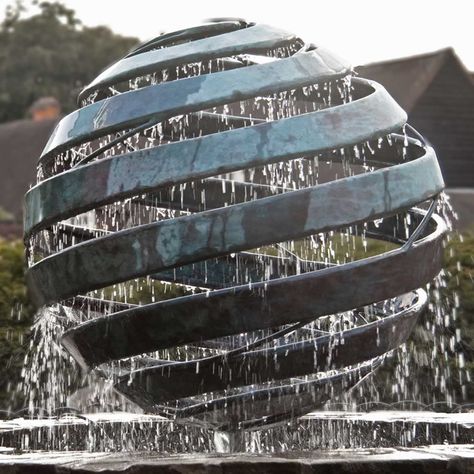 Eleman Design, Modern Fountains Outdoor, Fountain House, Fountain Sculpture, Modern Outdoor Fountains, Metal Fountain, Large Outdoor Fountains, Water Fountain Design, Sculpture Fountain