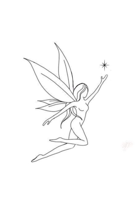 Fairy Fineline Tattoo, Tiny Fairy Drawing, Fine Line Fairy Tattoo, Ballerina Tattoo, Fly Drawing, Fairy Drawings, Tiny Tattoo, Fairy Tattoo, Botanical Drawings