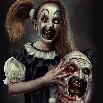 "Terrifier 2- The Little Pale Girl" Sticker for Sale by Brush-Master | Redbubble Diy Embroidery Stitches, Art The Clown, Pale Girl, Popcorn Bucket, Wall Decor Crafts, Creepy Clown, Deadpool Wolverine, The Clown, Girl Stickers