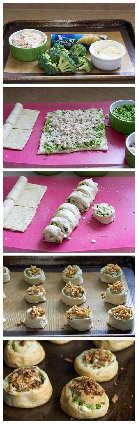 Chicken and Broccoli Pinwheels Broccoli Pinwheels, Pinwheels Chicken, Different Types Of Food, Pinwheels Recipe, Chopped Broccoli, Chicken Roll, Broccoli Chicken, Fun Dinner, Pillsbury Recipes