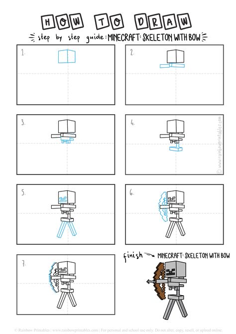 How To Draw Minecraft SKELETON WITH BOW Monster Villian Step by Step Art for Kids Tutorial Guide Video Game Drawing Of Minecraft, Minecraft Character Drawing, How To Draw Minecraft Step By Step, How To Draw Minecraft Characters, Easy Minecraft Drawings, How To Draw Minecraft, Minecraft Drawings Easy, Minecraft Drawing Ideas, Jason Drawing