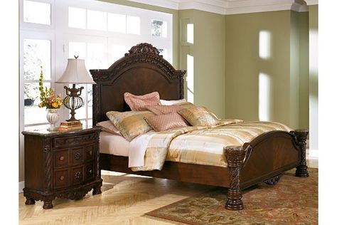 North Shore California King Panel Bed North Shore Bedroom Set, Dark Brown Bedrooms, Frame Bedroom, Ashley Furniture Bedroom, Canopy Bedroom Sets, Ashley Bedroom, Dark Wood Bedroom, Cheap Bedroom Furniture, Canopy Bedroom