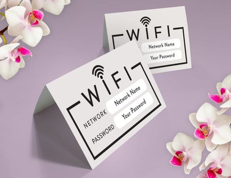 Wifi table tent card / Instant Download / EDIT YOURSELF #gadget Table Tent Card, Wifi Card, Tent Card, Table Tents, Wifi Password, Tent Cards, Wifi Network, A Letter, Letter Size