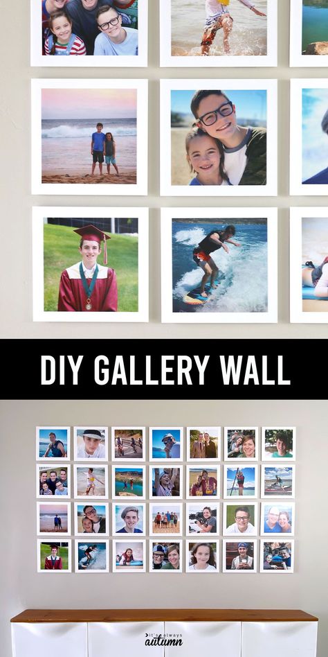 Learn how to make a gorgeous DIY gallery wall for a fraction of the price! Diy Wall Photo Collage, Diy Photo Collage Wall, Diy Wall Tile, Wall Photo Collage, Photo Collage Diy, Make A Photo Collage, Photo Collage Wall, Diy Gallery Wall, Photo Crafts