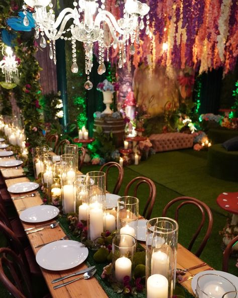 Getting into the Spring spirit 💐 Using florals, greenery, candles, and more, our Enchanted Garden theme brings the outdoors in and creates a magical vibe ✨ #eventdecorating #enchantedgarden #partythemes #eventdecorators Enchanted Garden Theme Party, Enchanted Garden Prom, Enchanted Garden Theme, Garden Theme Party, Secret Garden Party, Homecoming Themes, Secret Garden Parties, Enchanted Forest Wedding, Prom Inspo