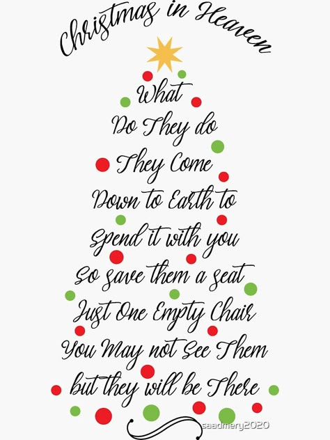 "Christmas In Heaven Empty Chair Tree Sculpture" Sticker by saadmery2020 | Redbubble Merry Christmas In Heaven Dad, Christmas In Heaven Poem Free Printable, The Empty Chair Poem, Holiday Without Loved One Quotes, Christmas In Heaven Quotes, Empty Chair Memorial, Empty Chair Poem, Christmas In Heaven Diy, Christmas In Heaven Chair