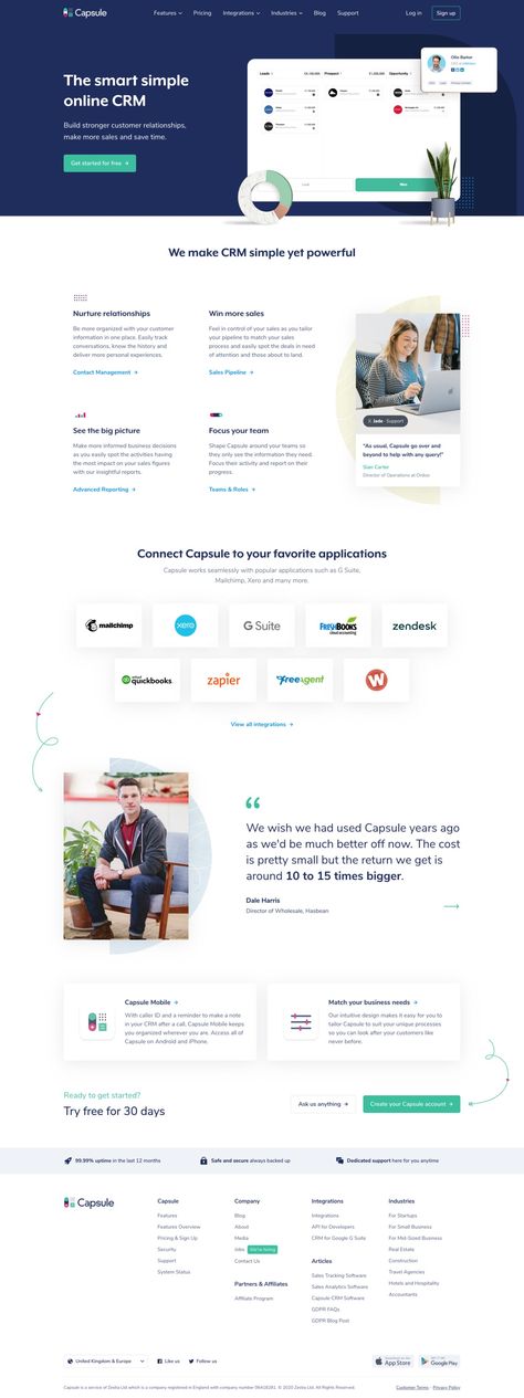 CRM Made | Land-book - the finest hand-picked website inspirations Simple Landing Page, Saas Website, Product Landing Page, Website Home Page, Landing Page Examples, Landing Page Inspiration, Landing Page Design Inspiration, Website Design Templates, Landing Page Builder