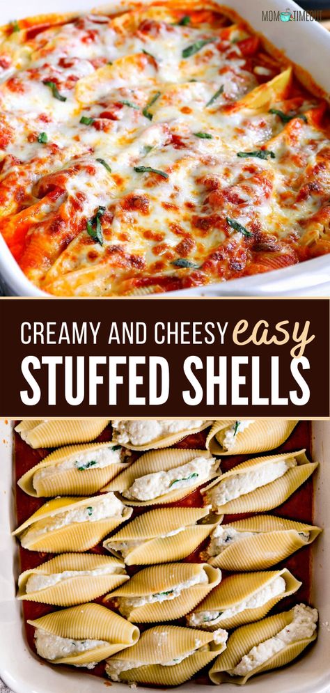 Stuffedshells Cheese, Easy Stuffed Shells, Makanan Italia, Resep Pasta, Resep Seafood, Jumbo Pasta Shells, Mom On Timeout, Pasta Shells, One Pot Dinners