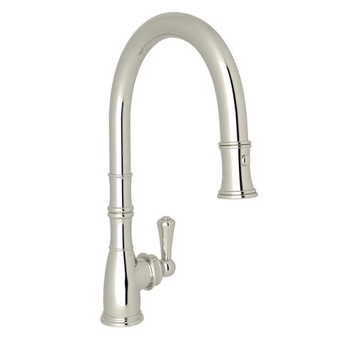 Perrin & Rowe Georgian Era™ Pull Down Single Handle Kitchen Faucet & Reviews | Perigold Nickel Kitchen Faucet, Perrin And Rowe, Pull Down Kitchen Faucet, Kitchen Pulls, Ancient Greek Architecture, Georgian Era, Single Handle Kitchen Faucet, Bath Faucet, Kitchen Faucets