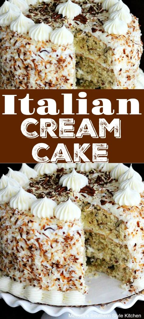 Citrus Cake Recipe, Coconut Food, Italian Cream Cake Recipe, Dessert Chef, Citrus Cake, Rock Cake, Italian Cream Cakes, Cream Cake Recipe, Italian Cakes