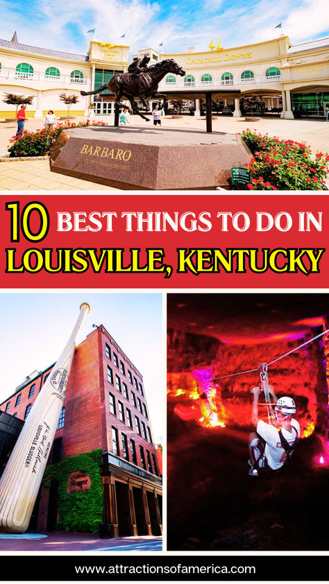 10 best things to do in Louisville, Kentucky with image of Louisville Slugger Museum, Louisville Mega Cavern, Kentucky Derby Museum. Things To Do In Louisville Ky, What To Do In Kentucky, Northern Kentucky Things To Do, Louisville Kentucky Things To Do In, Louisville Kentucky Aesthetic, Hodgenville Kentucky, Shelbyville Kentucky, Travel Kentucky, Things To Do In Kentucky