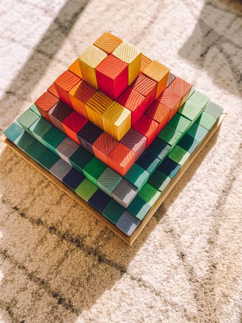 Easy Diy Wooden Toys, Grimms Large Stepped Pyramid, Diy Grimms Toys, Grimms Pyramid, Grimms Wooden Toys, Diy Waldorf Toys, Waldorf Playroom, Diy Toddler Toys, Grimm's Toys