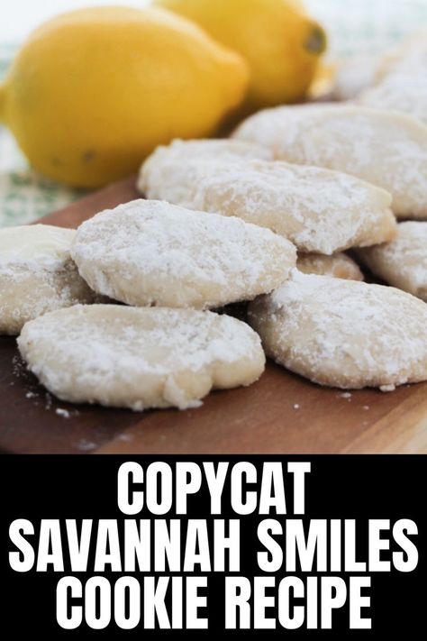 copycat savannah smiles Smile Cookies, Savannah Smiles, Refreshing Summer Recipes, Lemon Treats, Quick Treats, Cake Mix Cookie Recipes, Lemon Cookies, Girl Scout Cookies, Fun Kids Food