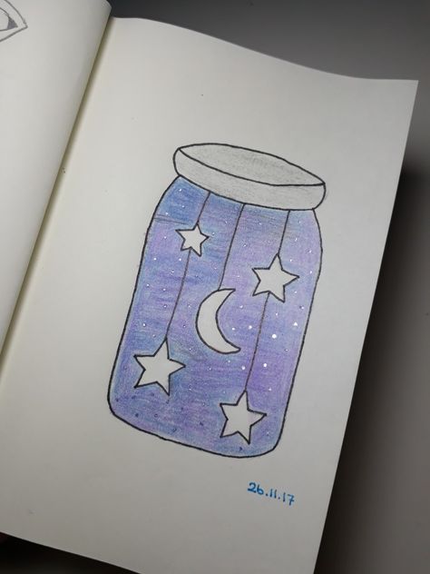 Galaxy Stars Drawing Space Moon Jar 🔮🌌🌙⭐🌠 Moon And Stars Doodle, Galaxy Drawing Easy, Drawing Ideas Space, Galaxy Doodles, Mini Doodles, Cloud In A Jar, Stars Drawing, Drawing Space, Galaxy Drawings