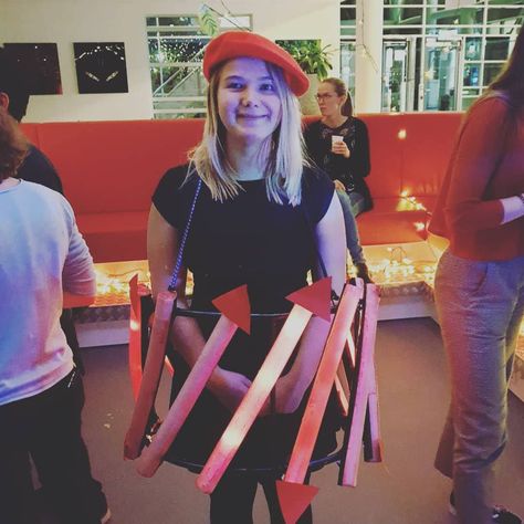 Made this costume using some light-up party foamsticks attached to a round frame. I added a red hat with stem, so people know not to confuse me with another red fluorescent protein (and I can't be tdTomato, because that would be a dimer of barrels). Did you know the beta-barrel structure of fluorescent proteins looks a lot like that of a porin protein? Protein Biology, Science Halloween, Confuse Me, Halloween Science, Biology Science, Science Biology, Red Hat, Round Frame, Red Hats