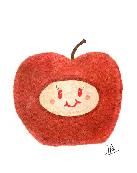 Red apple, illustrious , draw with me , art Cute Apple Drawing, Apple Doodle, Apple Character, Draw An Apple, Apple Cartoon, Adorable Doodles, Apple Cat, Apple Drawing, Apple Clipart