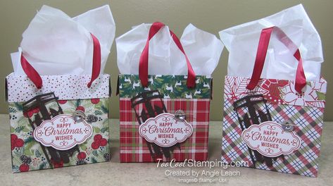 How To Make A Gift Bag, Christmas Treats Holders, Mini Gift Bags, Paper Purse, Gift Bags Diy, Mini Gift, Small Gift Bags, Treat Holder, Stampin Up Christmas