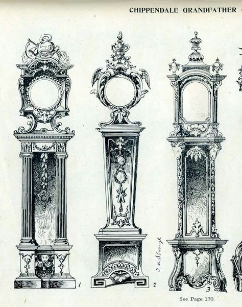 Victorian Clock, Woodworking Plans Clocks, Victorian Clocks, Clock Drawings, Grandfather Clocks, Architecture Blueprints, Vintage House Plans, Interior Design Sketches, Blood Art