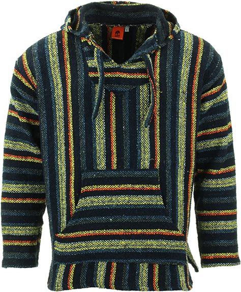 LOUDelephant Recycled Mexican Baja Jerga Hoody - Orange Navy (Large) : Amazon.co.uk: Fashion Mexican Baja Hoodie, Rustic Exterior, Baja Hoodie, The Big Lebowski, Style Hoodie, Brushed Cotton, Grey Hoodie, Recycled Materials, Pocket Pouch