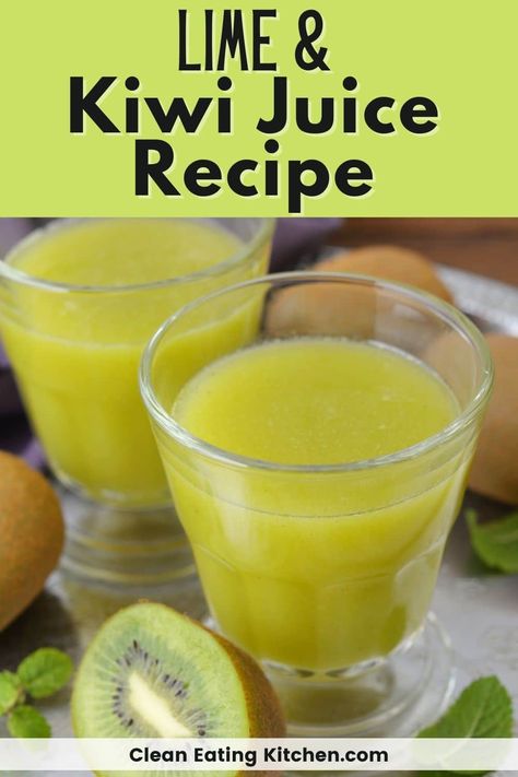 Kiwi Juice is hydrating, refreshing, and full of vitamin C. It's a delicious way to use up a lot of kiwis at once. Try this yummy fruit juice recipe today! Raw Juice Recipes, Kiwi Juice Recipe, Vegetable Juice Recipes, Juicing Recipe, Kiwi Recipes, Fruit Fast, Kiwi Juice, Yummy Fruit, Fruit Juice Recipes