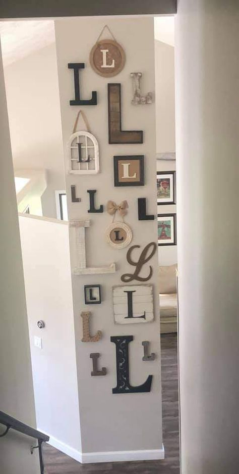 Initial Wall Decor, Wall Decor Gallery, Living Room Gallery Wall, Home Bookshelves, Monogram Wall Decor, Room Gallery Wall, Picture Frame Gallery, Initial Wall, Shed Home