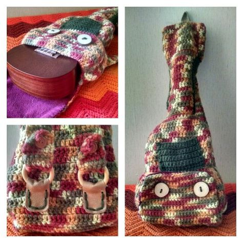 Ukelele case Crochet diy Instagram @paulandreand Crochet Ukulele Case, Ukulele Diy, Play Ukulele, Ukulele Case, Diy Instagram, Ukulele Music, Crochet Case, Guitar Bag, Crochet Panda