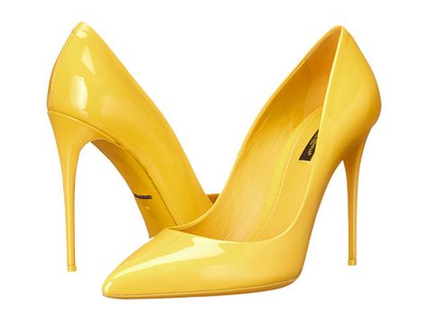 Dolce & Gabbana Vernice Pump Heels Yellow, Yellow High Heels, Yellow Pumps, Shoes Yellow, Yellow Heels, Jaune Orange, Hot Heels, Leather Slip On Shoes, Leather High Heels