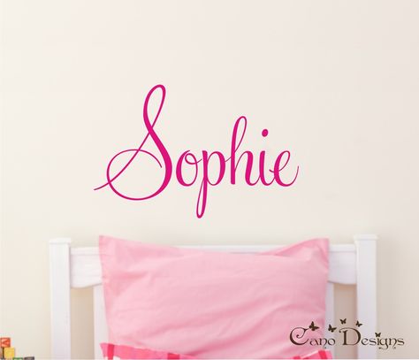 Personalized Name Custom Name Vinyl wall decal by canodesigns, $13.00.... Want to get one for Reese's room! Personalized Wall Decals, Name Wall Stickers, Polaroid Wall, Custom Wall Decals, Simple Wall Decor, Name Wall Decals, Decal Paper, Nursery Wall Decals, Curtain Designs