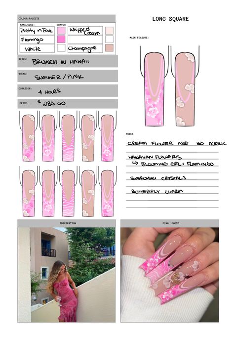 Nails coffin Nail Tech Practice Sheet, Nail Art Planner Template, Nail Template Coffin, Nail Tech Service List, Nail Art Design Templates, Nail Design Template Almond, Nail Art Planner, Nail Planner Template, Square Nail Template