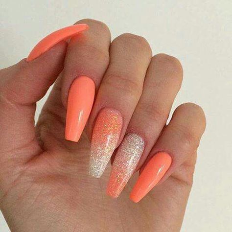 Uñas Color Coral, Summer Holiday Nails, Orange Acrylic Nails, Holiday Acrylic Nails, Image Nails, Nails Opi, Coral Nails, Web Images, Trendy Nail Art