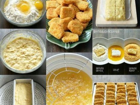 Resep Nugget Pisang favorit. Resepnya sama persis kaya resep nugget pisang yg mak Frida bikin setahun lalu, cuma beda bahan baluran aja. Ini ga pake air, tapi pake telur kocok, jadinya lebih crunchy, maaaaak .. Nugget Pisang, Indonesian Sweets, Resep Makanan Beku, Roti Goreng, Cookies Oatmeal, Mini Caramel Apples, Indonesian Desserts, Frozen Foods, Traditional Cakes