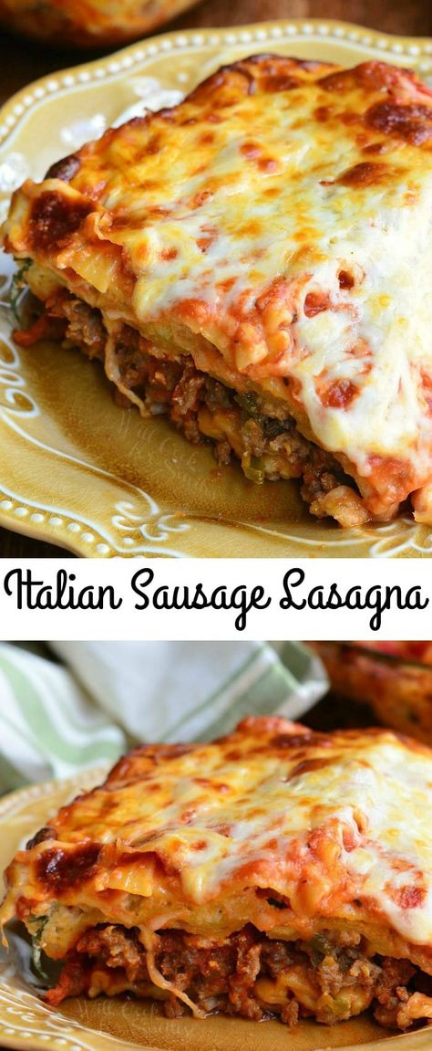 Italian Sausage Lasagna | from willcookforsmiles.com #dinner #pasta #lasagna Italian Sausage Lasagna, Pasta Lasagna, Lasagna Recipe With Ricotta, Italian Lasagna, Best Lasagna Recipe, Sausage Lasagna, Dinner Pasta, Easy Lasagna Recipe, Lasagne Recipes